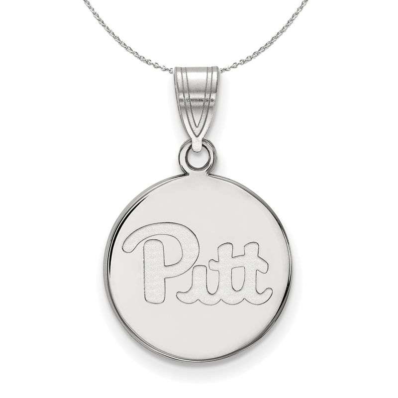Sterling Silver U. Of Pittsburgh Medium Disc Necklace - 16 Inch